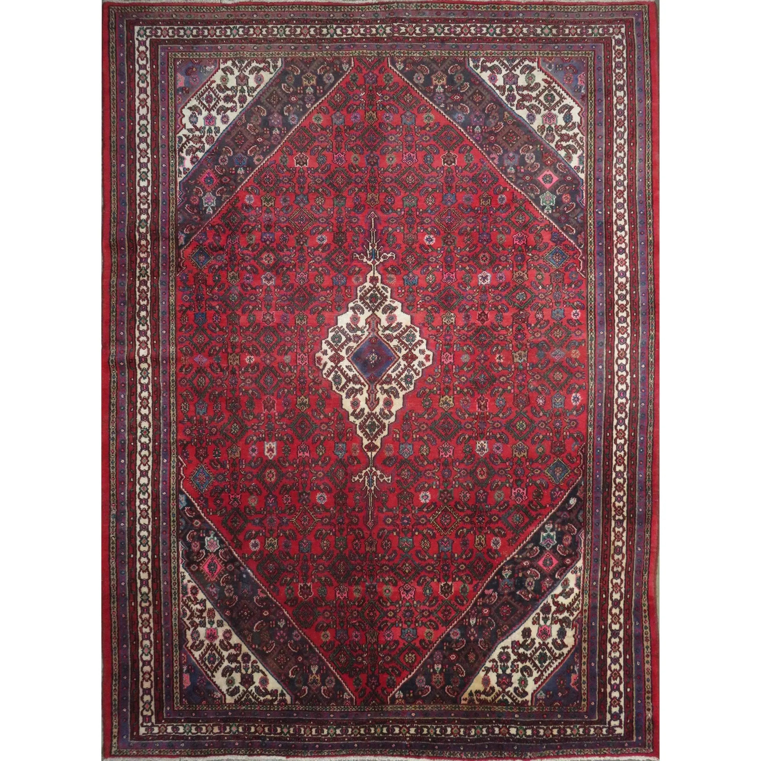 One Of The Kind Hand-Knotted Persian Wool Rug _ Luxurious Vintage Design, 11'9" x 8'3", Artisan Crafted